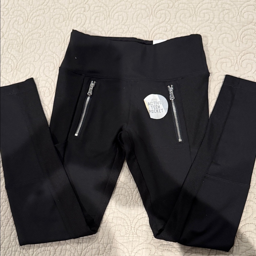 Justice Black Kids Leggings with Zipper Pockets‎